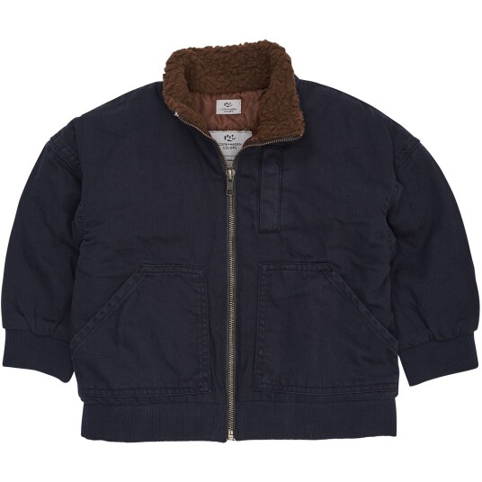 COPENHAGEN COLORS Navy Twill Bumper Jakke W. Sherpa Halsbånd 146