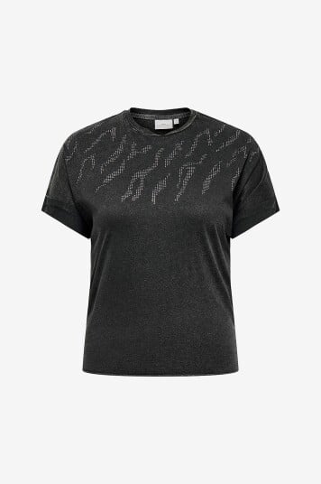Only Carmakoma   T skjorte carLife Life O neck SS Fold up   Svart