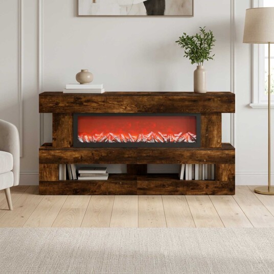 vidaXL Elektrisk peis Røkt Eik 150 x 21 x 77 cm Konstruert tre