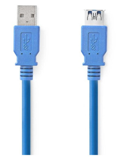 Nedis USB-kabel | USB 3.2 Gen 1 | USB-A Han | USB-A Hun | 5 Gbps | Nikkel belagt | 2.00 m | Rund | PVC | Blå | Boks