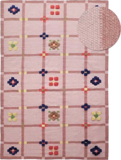 Ullteppe Lausanne Flatweave Tufted Premium rosa Størrelse: 80 x 150 cm