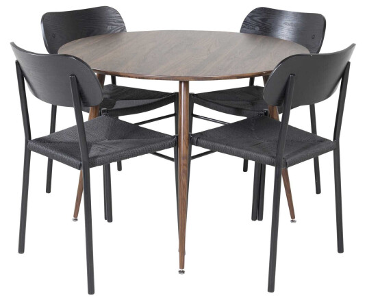 Venture Design Plaza & Polly spisegruppe Brun/svart 4 st stoler & bord 100 cm