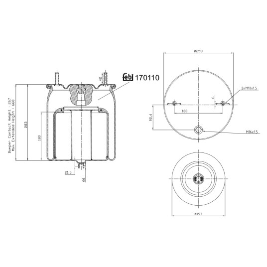 Luftbelg, fjæring FEBI BILSTEIN 170110 Luftbelg, fjæring FEBI BILSTEIN 170110