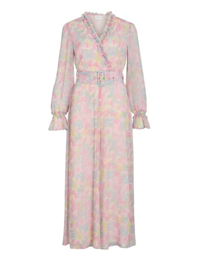 Vila Viemma L/S Belt Maxi Dress/Dc/Ka   Pink   34