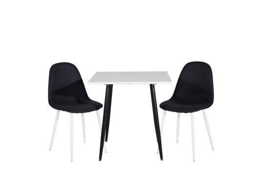 Venture Design Polar & Polar spisegruppe Hvit/svart 2 st stoler & bord 75 x 75 cm
