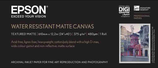 Epson Water Resistant Matte Canvas 24" for Epson 61cm x 12,2m 375g
