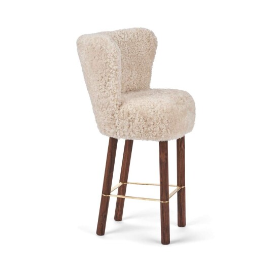Natures Collection Emilia Barstol Beige Valnøtt m. messingramme