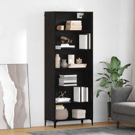 Høyskap Svart Eik 69,5 x 34 x 180 cm Konstruert tre
