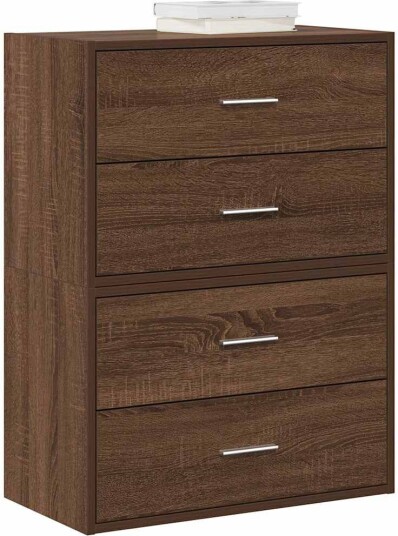 Skap med 2 skuffer 2 stk brun eik 60x31x40 cm konstruert tre 8721158577139
