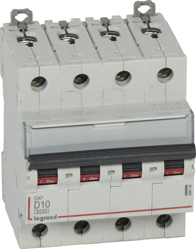 Legrand Automatsikring DX3 D 10A 4P, 4M, 6/10kA