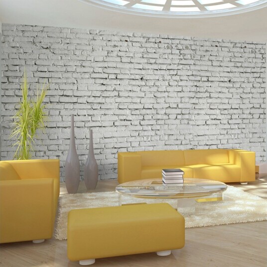 Veggmaleri XXL Vegg Laget av Hvit Raw Brick 550x270 - Artgeist sp. z o. o.
