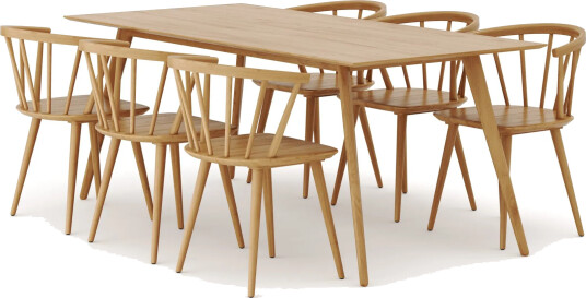 Tyrö Spisegruppe med 6 Tyrö Armstoler - Oak/Oak