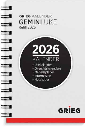 Lommekal Grieg Gemini 2026 refill Lommekal Grieg Gemini 2026 refill