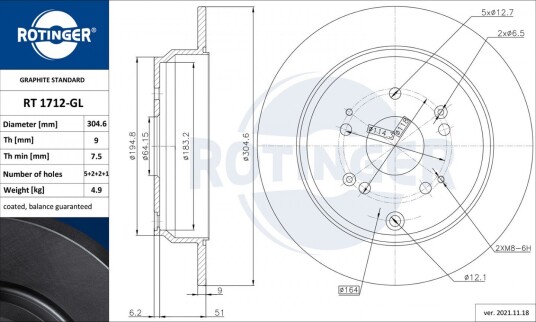 Bremseskive ROTINGER RT 1712-GL