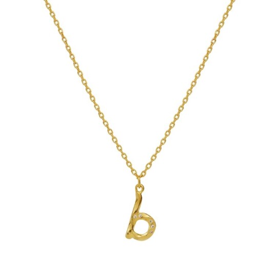 Alphabet Necklace B Forgylt Sølv Sterling 925 40 42.5 45 cm
