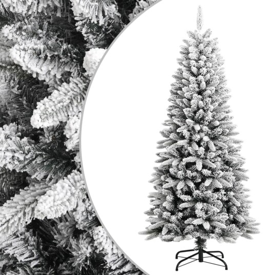 vidaXL Kunstig juletre med flokket snø 150 cm PVC og PE vidaXL Kunstig juletre med flokket snø 150 cm PVC og PE