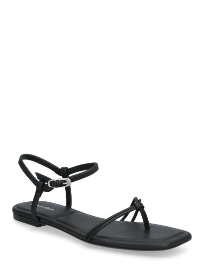 Calvin Klein Square Flat Sandal Strap Lth   Black   36