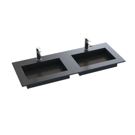 Dansani Inzo Angular D45,50cm Silestone Charcoal Soapstone 120-139cm Dobbel