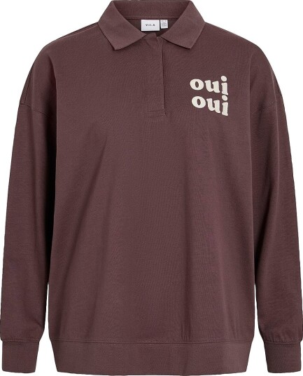 Vila - Langermet pologenser Vimonie Collar L/S Top - Rød