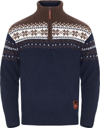 Gridarmor Men"s Snøkrystall Half Zip Ullgenser Navy Blazer/bracken L