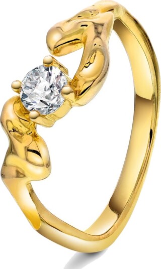 Shapes by Gulldia, Sparkle ring i forgylt 925 sølv med zirkonia