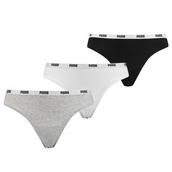 Puma Truser 3P Iconic String Svart/grå bomull Large Dame Puma Truser 3P Iconic String Svart/grå bomull Large Dame