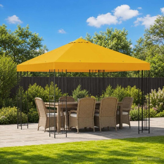 vidaXL Paviljong 3 x 3 m Gul Polyester og stål 190 gsm