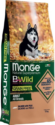 Monge Grain Free Dog Tørrfôr Bwild Grain Free All Breeds Laks Og Erter 2 X 12 kg Monge Grain Free Dog Tørrfôr Bwild Grain Free All Breeds Laks Og Erter 2 X 12 kg