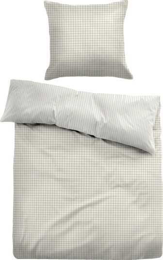 Tom Tailor Rutete sengetøy   Stripet sengetøy i 100% bomull   Beige   Vendbart design   Tom Tailor
