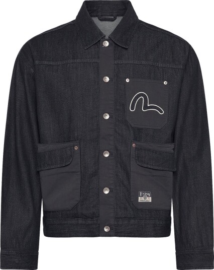 Evisu Fabric Blocking Denim Jacket RINSE INDIGO M