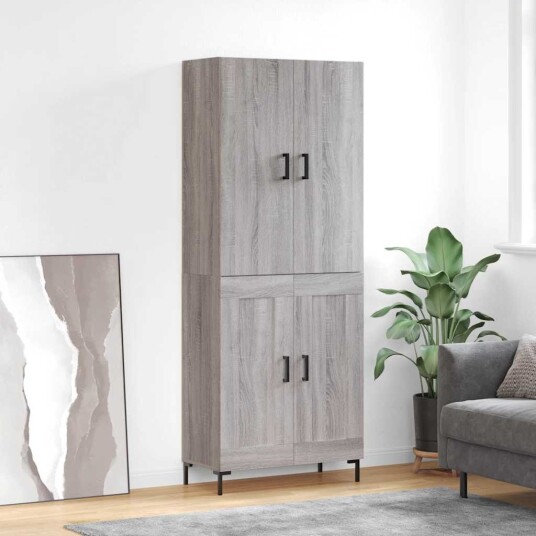 vidaXL Highboard grå sonoma 69,5x34x180 cm konstruert tre vidaXL Highboard grå sonoma 69,5x34x180 cm konstruert tre