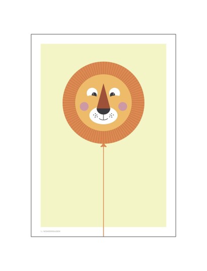 Poster & Frame Ballongdyr Løve Multi Patterned A3