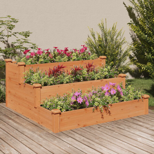 vidaXL Høybed brun 120x120x56 cm heltre gran