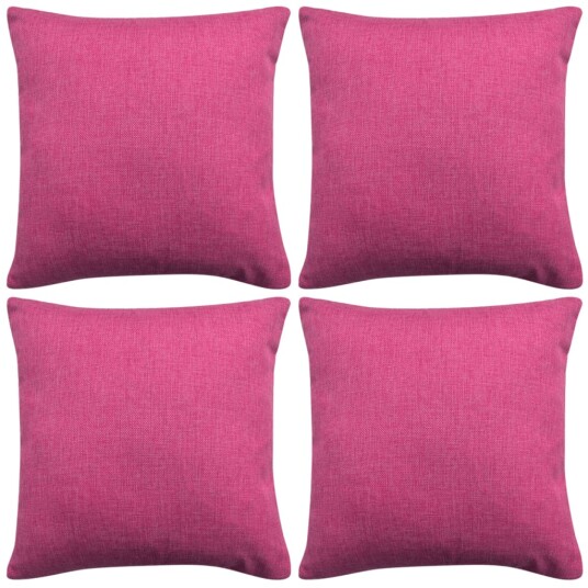 vidaXL Putetrekk 4 stk lin-aktig rosa 40x40 cm