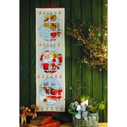 Permin Broderisett Julekalender Julenisse og Slede 28 x 100 cm