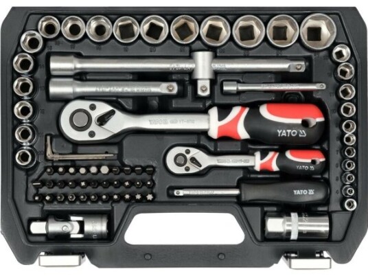 Yato 72-delt Pipenøkkelsett 1/4" og 1/2" med Skrallefunksjon Yato 72-delt Pipenøkkelsett 1/4" og 1/2" med Skrallefunksjon