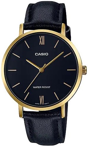 Casio Dameklokke LTP VT01GL 1BUDF Classic Sort/Lær Ø34 mm