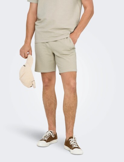 ONLY & SONS Onskian Life Reg Seersucker Shorts Noos Beige XL
