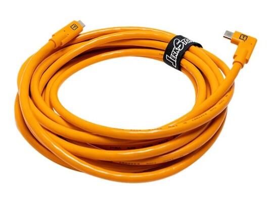 TetherPro 4,6m USB-C til USB-C Kabel med Vinklet Kontakt - Oransje