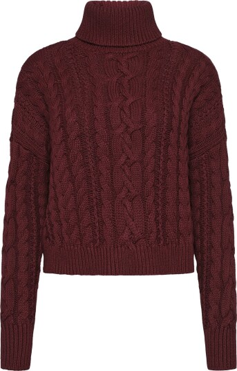 Lauren Ralph Lauren Cable Knit Cotton Turtleneck Sweater DARK GARNET L