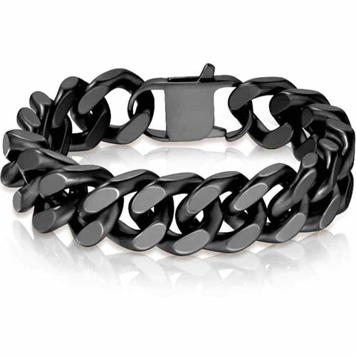 XF Matt black square armbånd i rustfritt stål / 1,6 cm XF Matt black square armbånd i rustfritt stål / 1,6 cm
