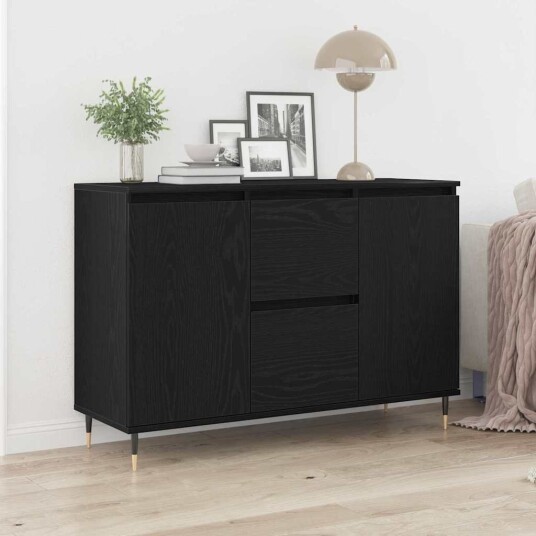 Sideboard med Dører og Skuffer Svart Eik 101,5x35x70 cm Sideboard med Dører og Skuffer Svart Eik 101,5x35x70 cm