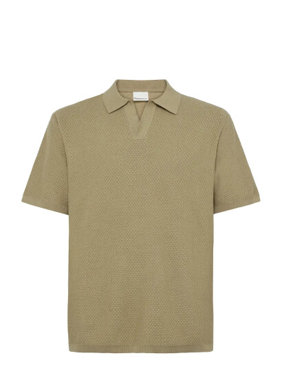 Knowledge Cotton Apparel Knitted Polo   Beige   XXL