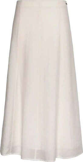 Calvin Klein Voile Midi Panel Skirt   WHITE SAND   34