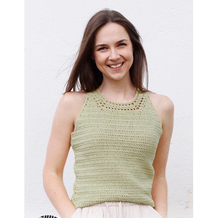 Green Glade Top by DROPS Design Top Hekleoppskrift str S XXXL