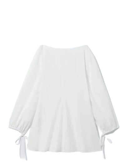 Weekday Cotton Poplin Tie-Detail Mini Dress - White - S