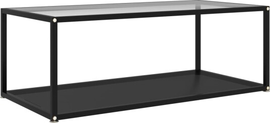 Salongbord gjennomsiktig og svart 100x50x35 cm herdet glass