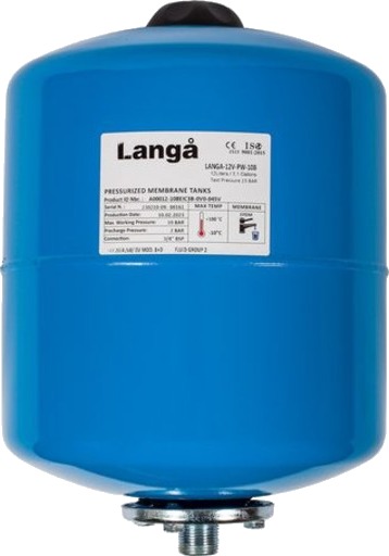 Langå trykkekspansjonstank 12L, Ø240x375 mm, kaldt/varmt vann