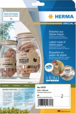 Herma 10757 Brun Rektangel Permanent 210 X 148 Mm A4 Universell 10757