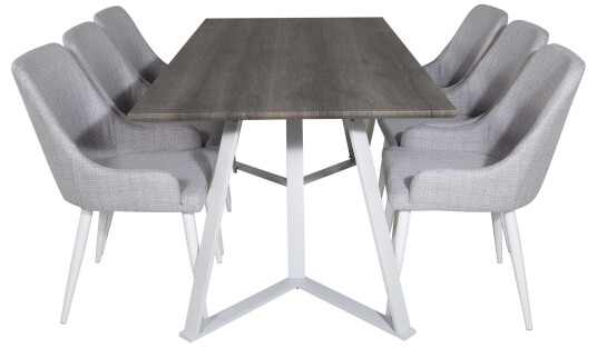 Venture Design Marina & Plaza spisegruppe Grå/grå 6 st stoler & bord 180 x 90 cm